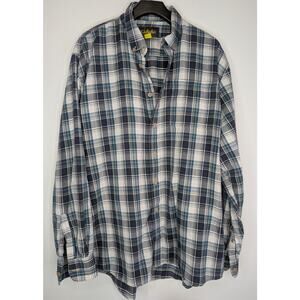 Cabelas Flannel Shirt Mens Tall XL Blue Plaid Long Sleeve Button up EUC